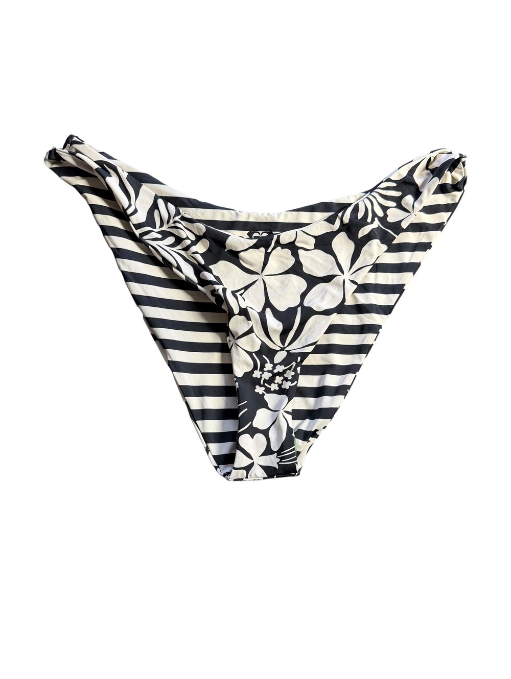 ROXY reversible high cut stripes/floral black/white bikini bottoms New